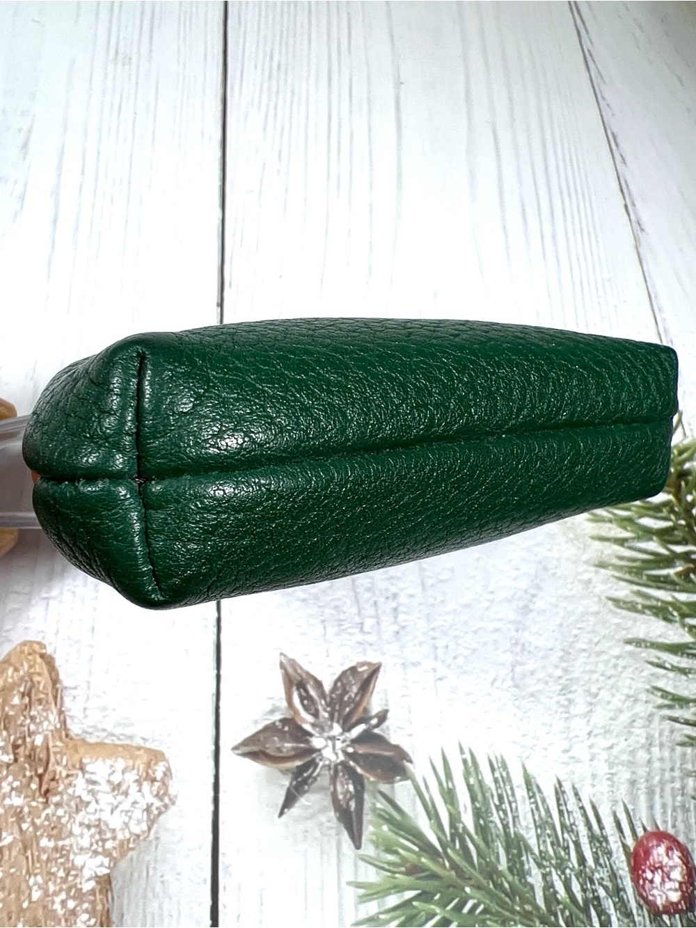 🦆 DOONEY & BOURKE AWL PEBBLED KISSLOCK COIN POUCH IN FOREST GREEN WITH TAN TRIM - Picture 4 of 9